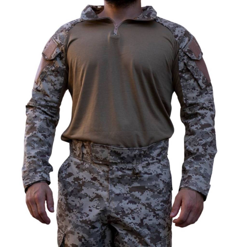 Combat Shirt Tática Gandola Combate Digital Desert Operacional Farda Manga Longa Reforçada