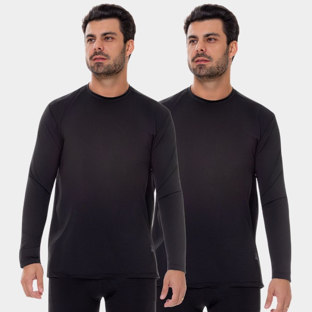 Kit 2 Blusas Camisas Masculina Proteção Solar Uv Manga Longa Segunda Pele Térmica Verão