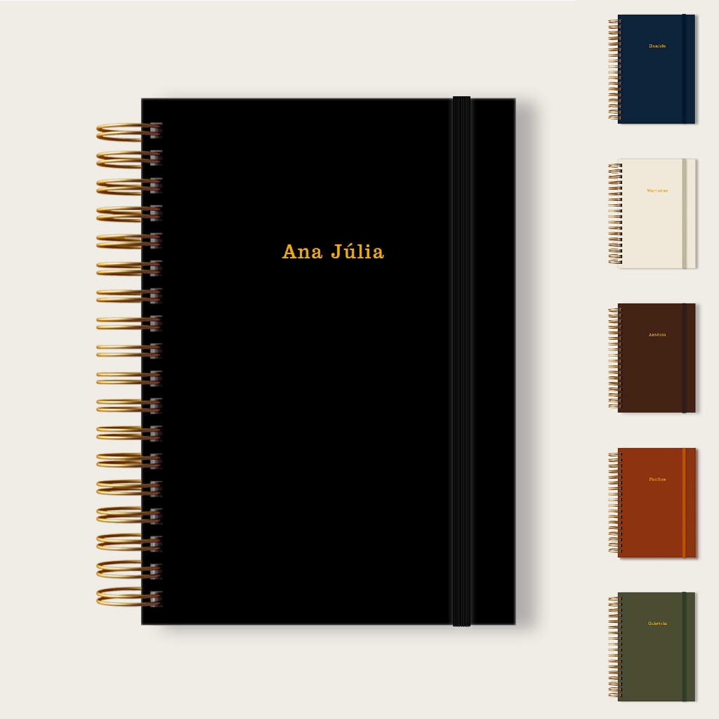 Caderno Personalizado 15x21cm A5 Pautado Elegante Bonito Folhas 90g Detalhe em Hotstamp Dourado em Oferta na Shopee