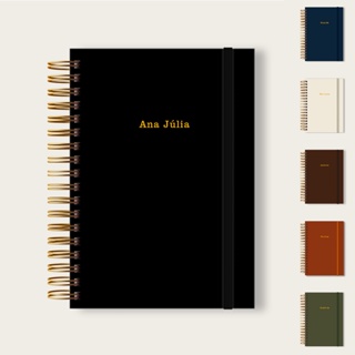Caderno Personalizado 15x21cm A5 Pautado Elegante Bonito Folhas 90g Detalhe em Hotstamp Dourado em Oferta na Shopee