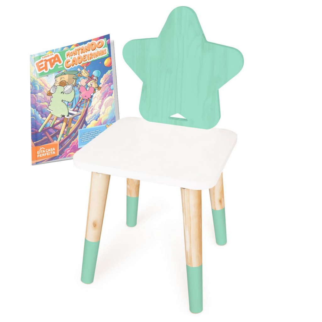 Kit Educativo Cadeira Infantil de Madeira Estrela - G (A partir de 7 anos) em Oferta na Shopee