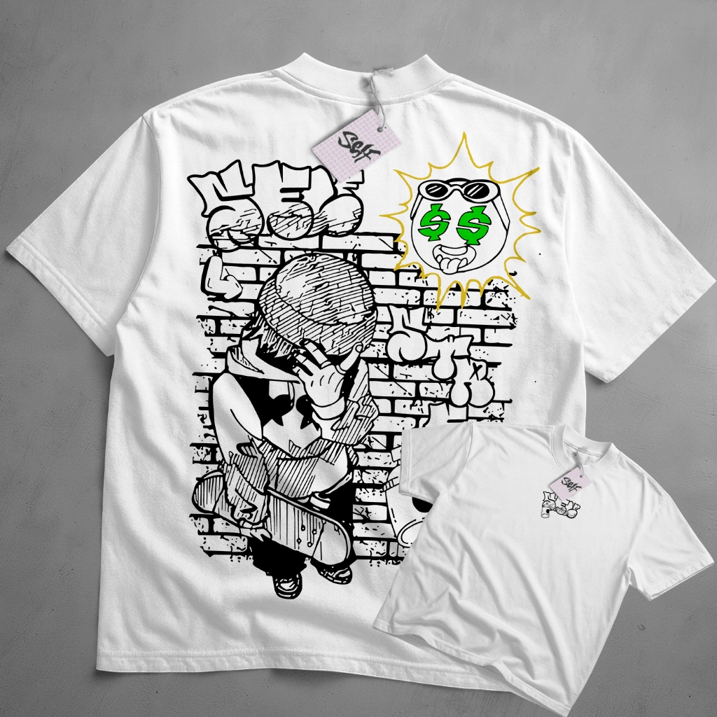 Camiseta Oversized Self StreetWear Gangsta Style Rua Grafite Urban Casual Camisa