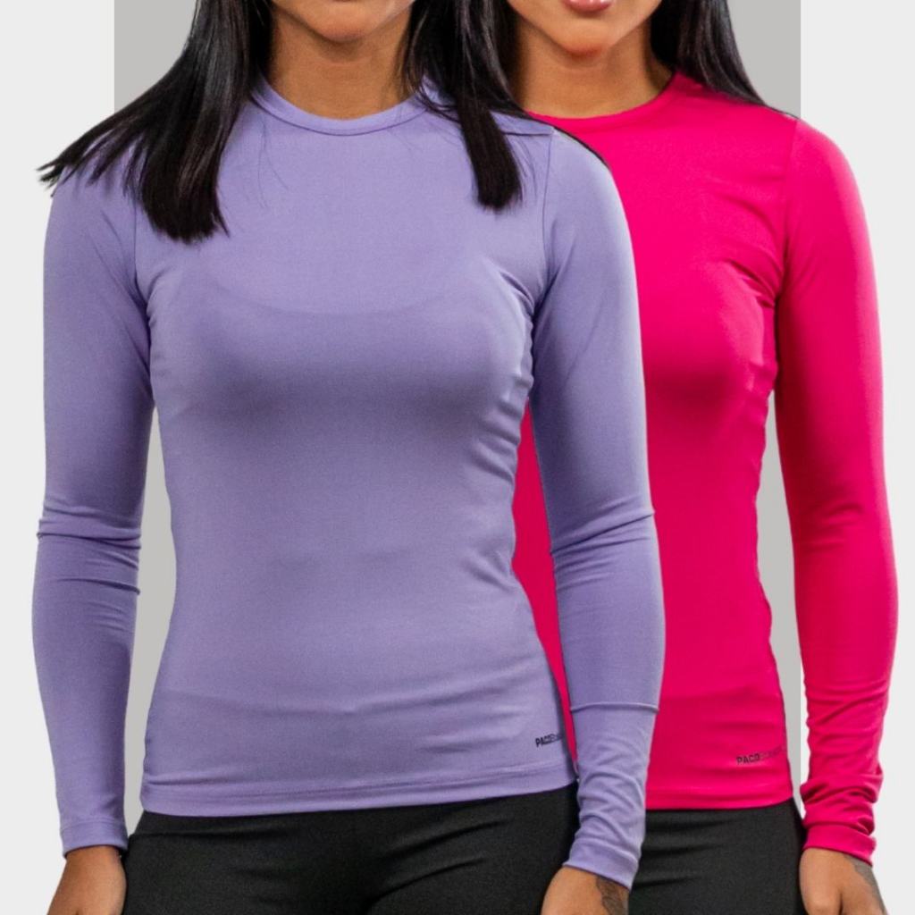 Kit2 Camisetas Térmica Feminina Proteção UV 50+ Camisa Manga Longa Blusa Malha Fria Segunda Pele em Oferta na Shopee