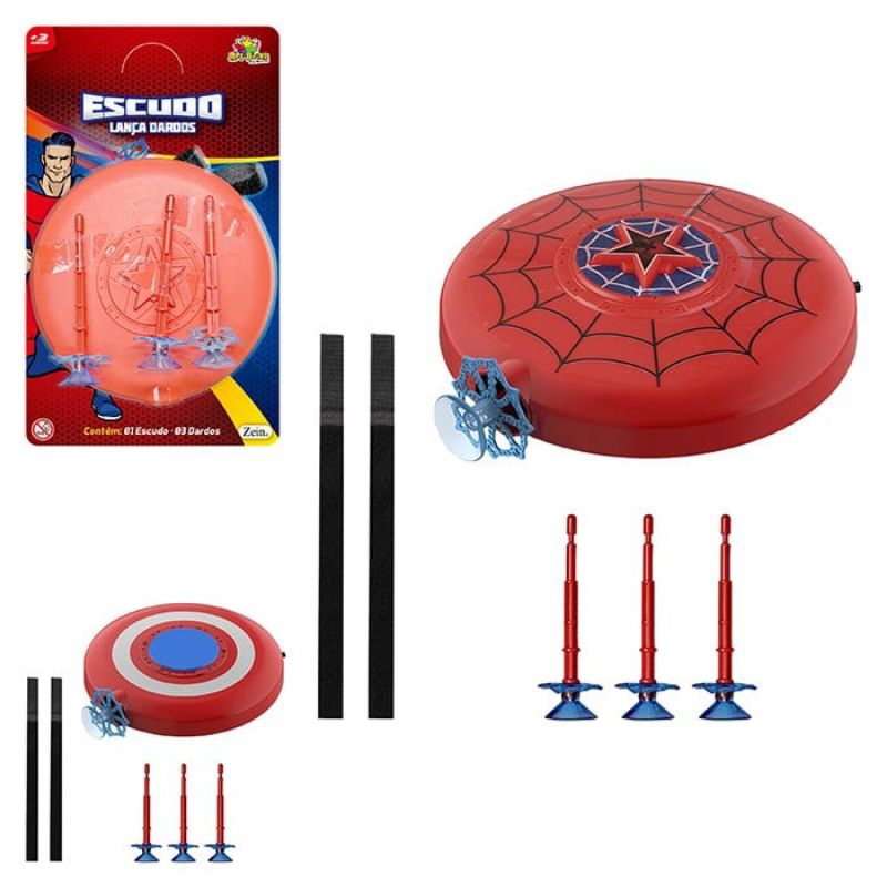 Brinquedo Escudo Lança Dardos Infantil com Ventosa Art Brink Brinquedo Super Herói Menino