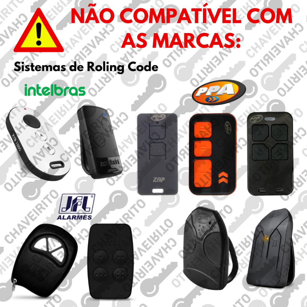 Controle de Portão Eletrônico Slim 433MHz/ Com Bateria/ Compatível com GAREN, CRONN, AGL - detalhe