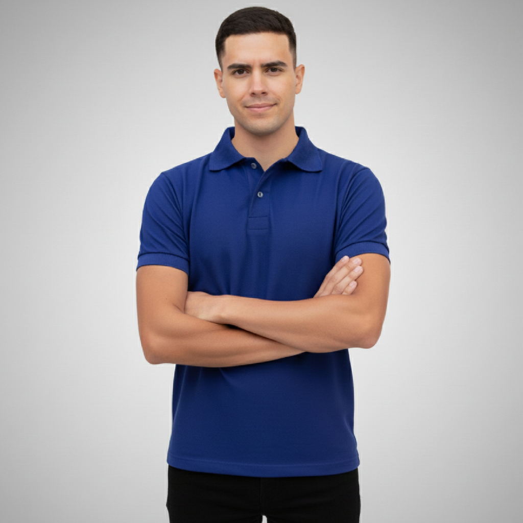 Camisa Polo Masculina Piquet Cinza Mescla Gola Tradicional Lisa Manga Curta Respirável Leve D'Lujo