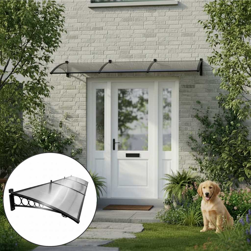 Toldo Policarbonato Varias Medidas Slim Suporte ABS Proteção UV Contra Sol e Chuva P/ Portas Janelas em Oferta na Shopee