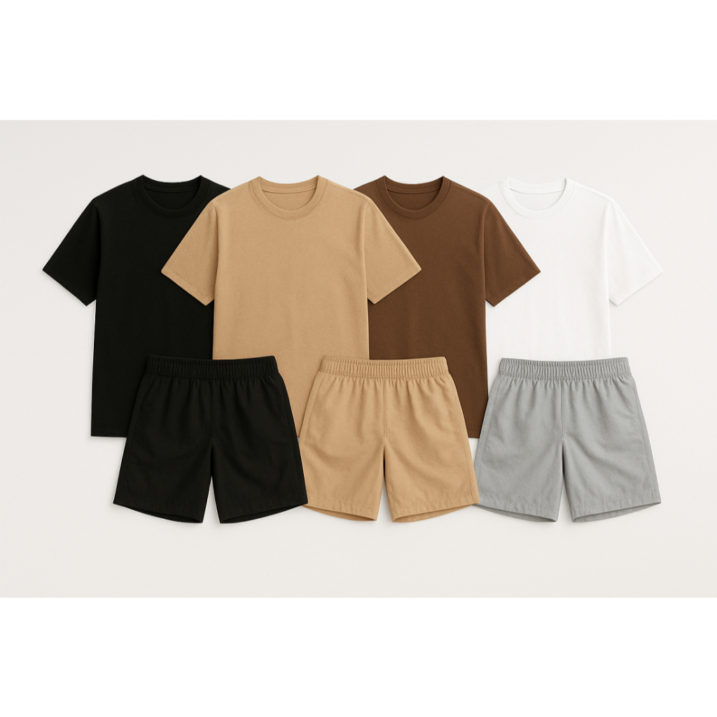 Conjunto Masculino Verão Camiseta Básica + Bermuda Tactel Roupa Masculina Casual