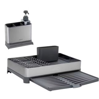 Kit Escorredor de Louça Médio + Organizador de Pia - Aço Inox e Polipropileno Grafite - Tramontina em Oferta na Shopee