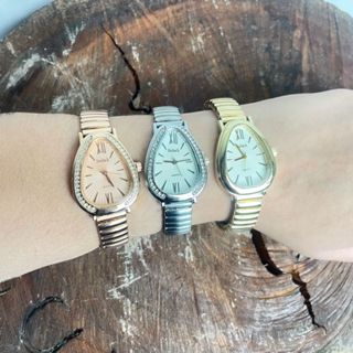 Relógio Feminino Estilo Cobra Oval Cinta Elástica Aço Inoxidável Dourado Rose Prateado Acessórios em Oferta na Shopee