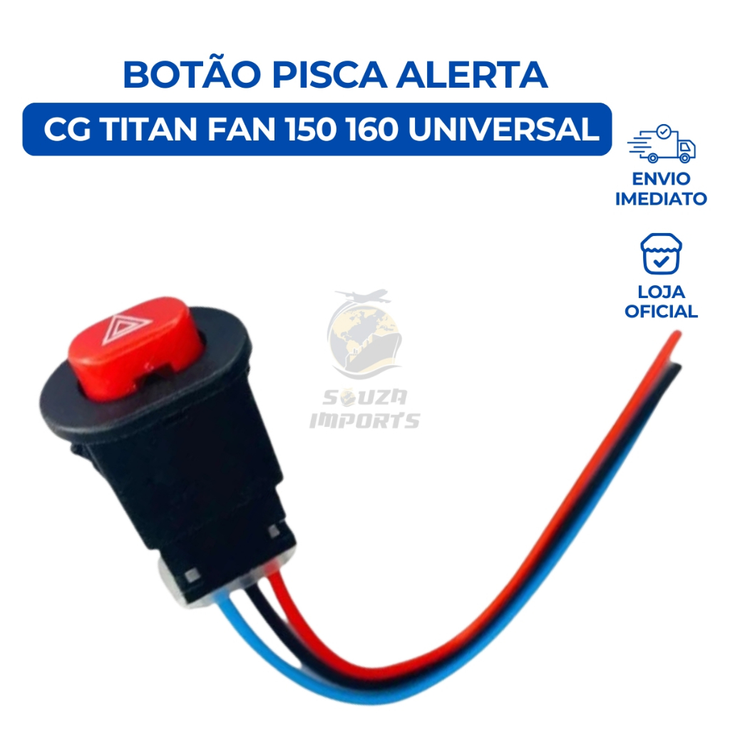 Botão Para Moto Pisca Alerta Cg Titan Fan 150 160 Universal em Oferta na Shopee