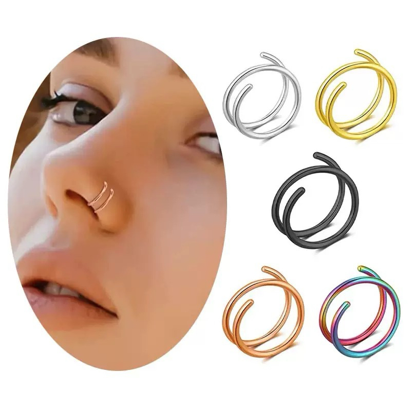 Kit 2 Piercing Argola Espiral Torçao Para Nariz