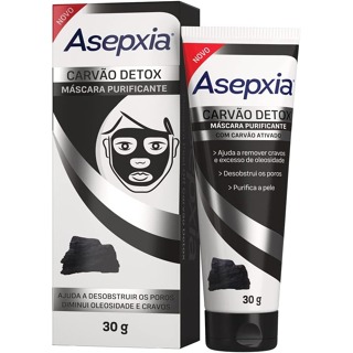Máscara Facial Asepxia Carvão Detox Com 30g em Oferta na Shopee