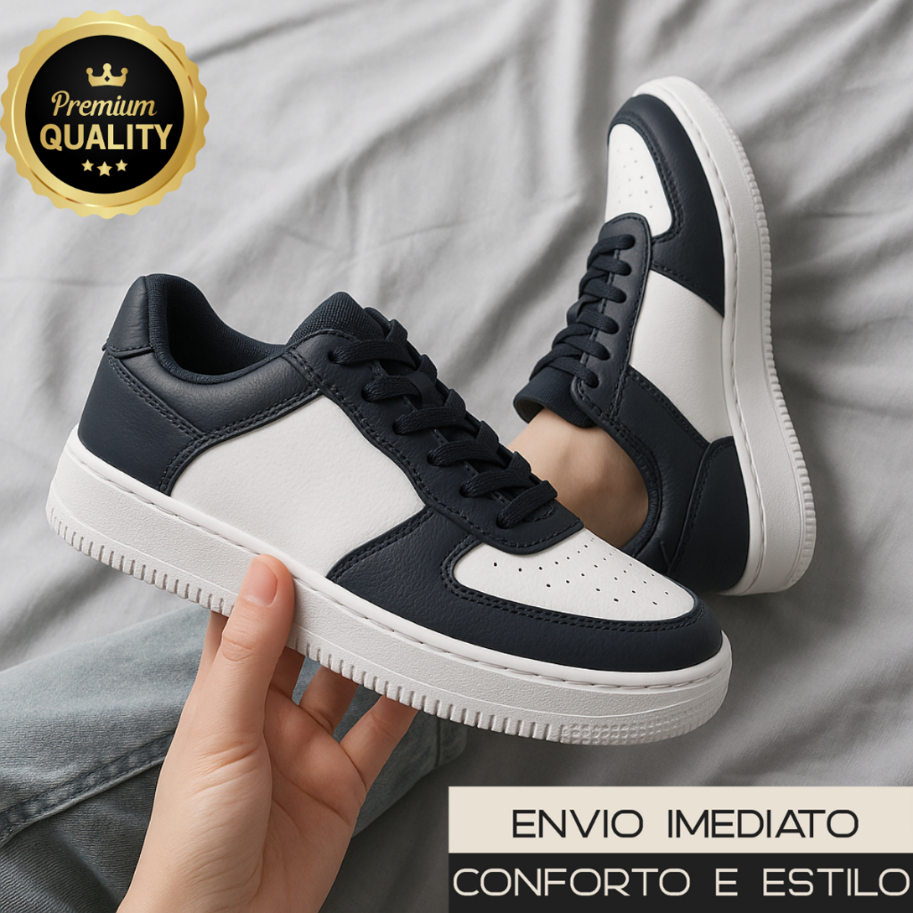 Tênis Masculino Casual Branco Unissex 34 ao 43 Confortável Durável