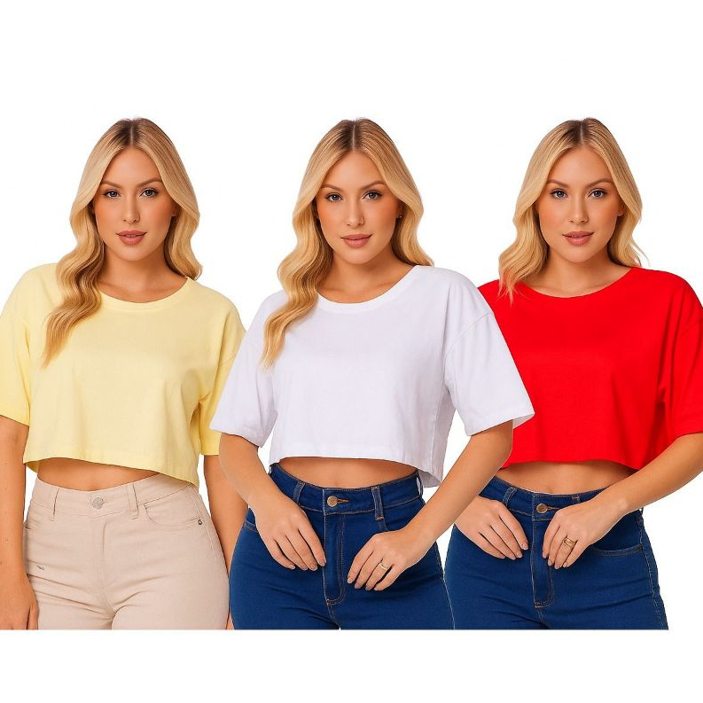 Camiseta Oversized Cropped Feminina Soltinha Tshirt Confortável Leve Camiseta Básica em Oferta na Shopee