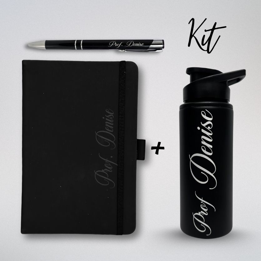 Kit Presente Caderno + Caneta + Garrafa Personalizado para Empresas, Formaturas e Datas Especiais Logo/Nome/Brasão em Oferta na Shopee
