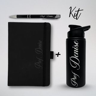 Kit Presente Caderno + Caneta + Garrafa Personalizado para Empresas, Formaturas e Datas Especiais Logo/Nome/Brasão em Oferta na Shopee
