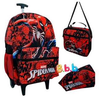 Mochila Rodinha Kit Infantil Menino Aranha Vermelho Estojo e Lancheira em Oferta na Shopee