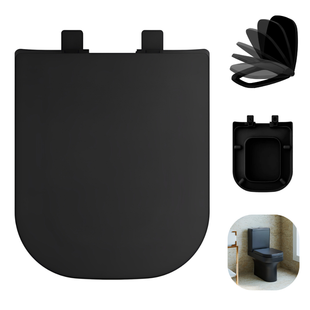 Tampa de Vaso Assento Unic para Bacia Deca Resinado Soft Close Amortecedor Preto Fosco Ébano