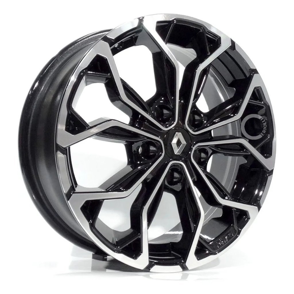 Kit 4 Rodas 5x114 Aro 16 Renault Duster Ou Oroch Bicos de Brinde Preto com Diamante M16