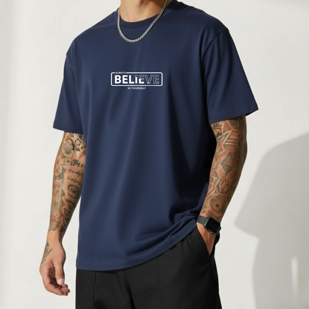 Camisa Camiseta Masculina Blusa Estampada 100% Algodão Básica Manga Curta Believe Streetwear