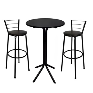 Mesa Bistrô Alta com 2 Banquetas, Ideal Cozinha Pequena, Área Gourmet, Resistente em Aço e MDP Direto de Fábrica em Oferta na Shopee