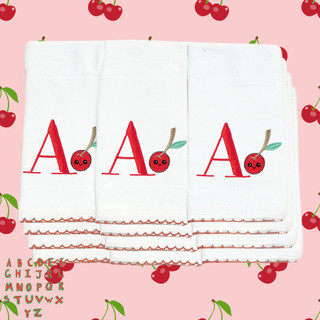 Kit 10 Boca Fralda Frutinhas Cerejinha Personalizada com Inicial do Nome Bebe 100% Algodão Bordado