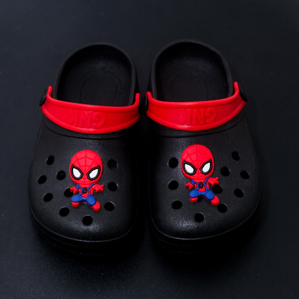 Babuche Papete Menino Infantil Aranha Baby Preto Vermelho Leve Antiderrapante