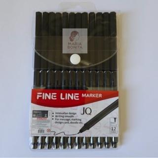 Kit 12 Canetas Pretas Fine Line Ponta Fina 0.4 mm em Oferta na Shopee