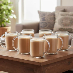 Canecas Para café e Chá Jogo Caneca de Vidro Verona para Café 6 Peças 315ml Ruvolo