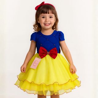 Vestido Infantil Branca de Neve Curto ou Longo Princesa Fantasia Festa em Oferta na Shopee