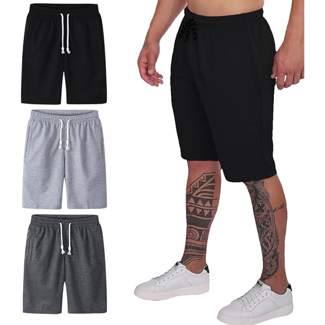 Kit 3 Bermuda Moletom Esporte Com Bolso Ziper E Elastico Muito Confortavel