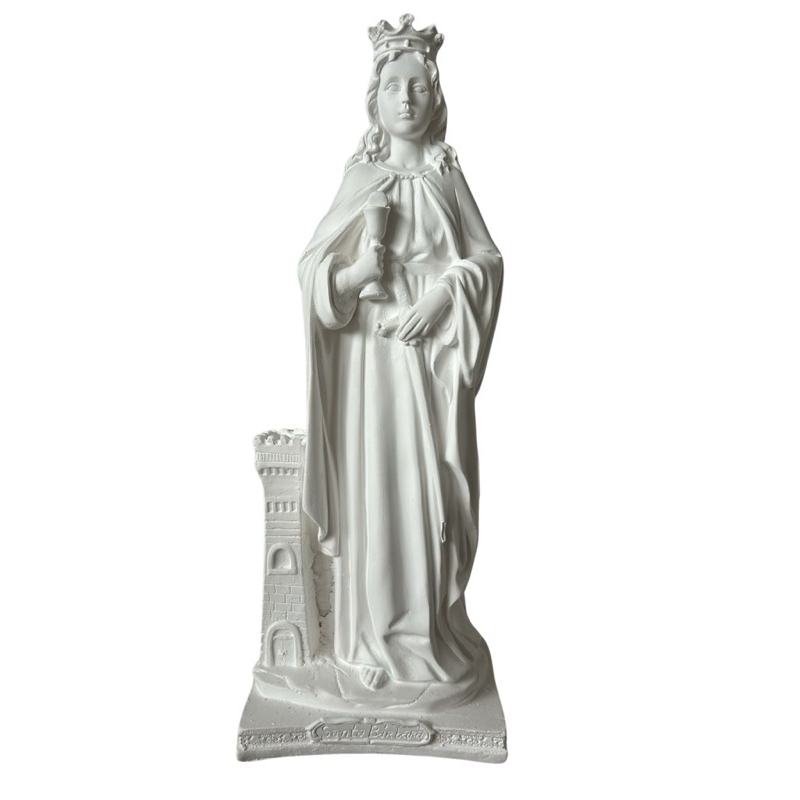 kit Santa Bárbara 40cm + Nossa Senhora Aparecida 40cm gesso cru