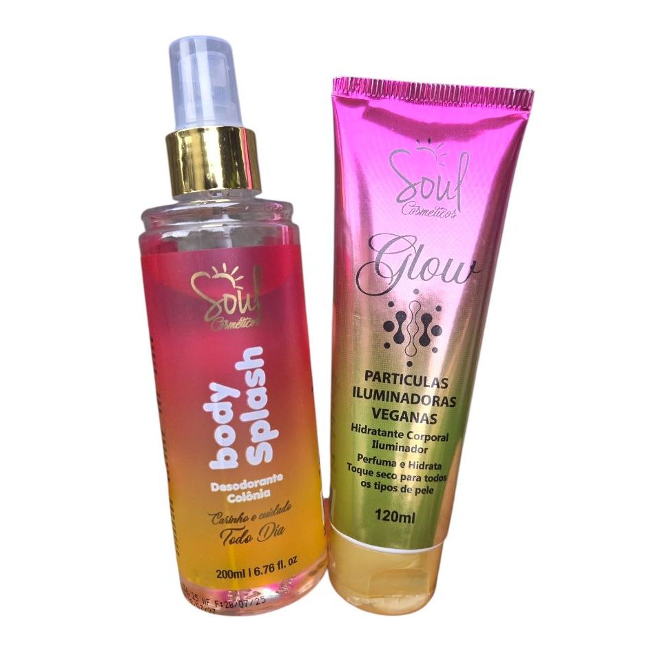 Kit Body Splash E Glow Iluminador Hidratante Corporal Soul Cosméticos Todo Dia