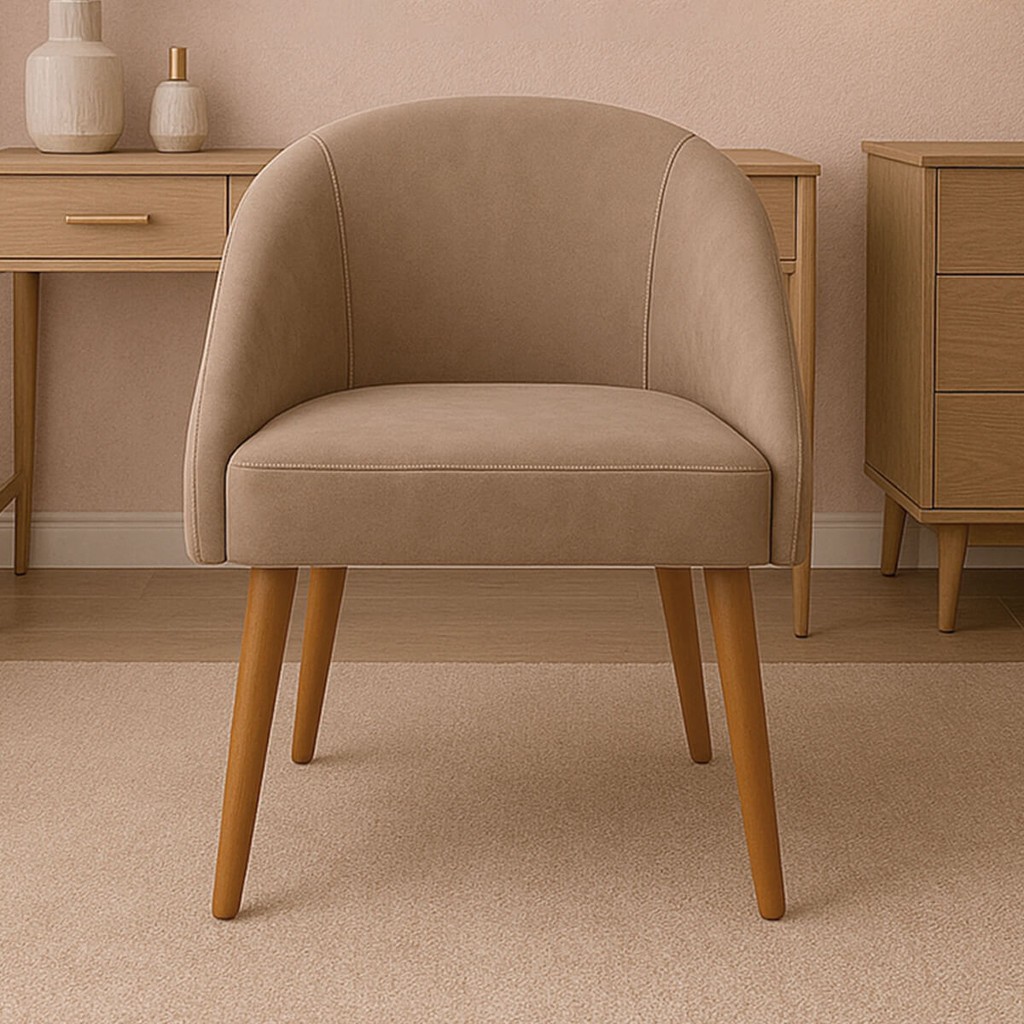 Poltrona Cadeira de Jantar Lua Pés Palito Veludo Premium Sala Quarto Mesa Cozinha