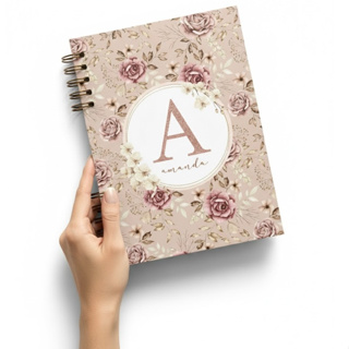 Caderno Floral Rose Gold Personalizado A5 Personalize Com a Inicial e o Nome em Oferta na Shopee