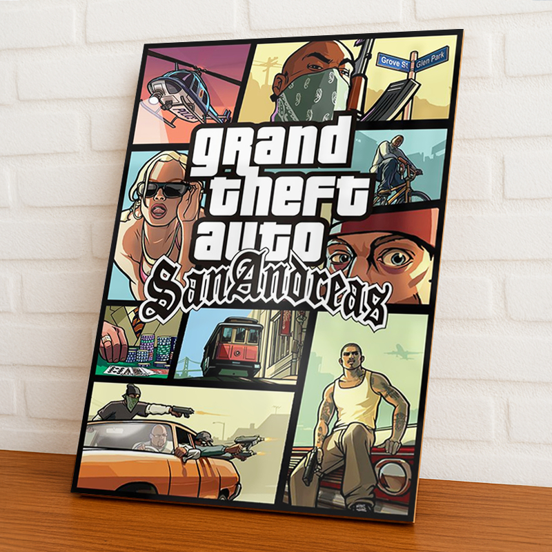 Placa Decorativa Quadro Gta, San Andreas, Vice City, Games, PS4, Geek, Jogos - A4 MDF