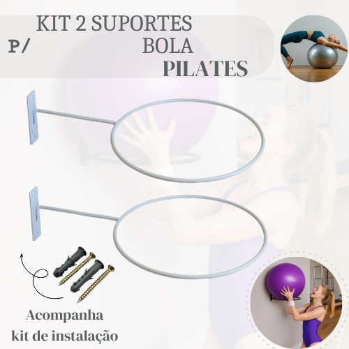 KIT 02 Suporte Bola Suiça, Pilates, Yoga - Reforçada + Buchas E Parafusos