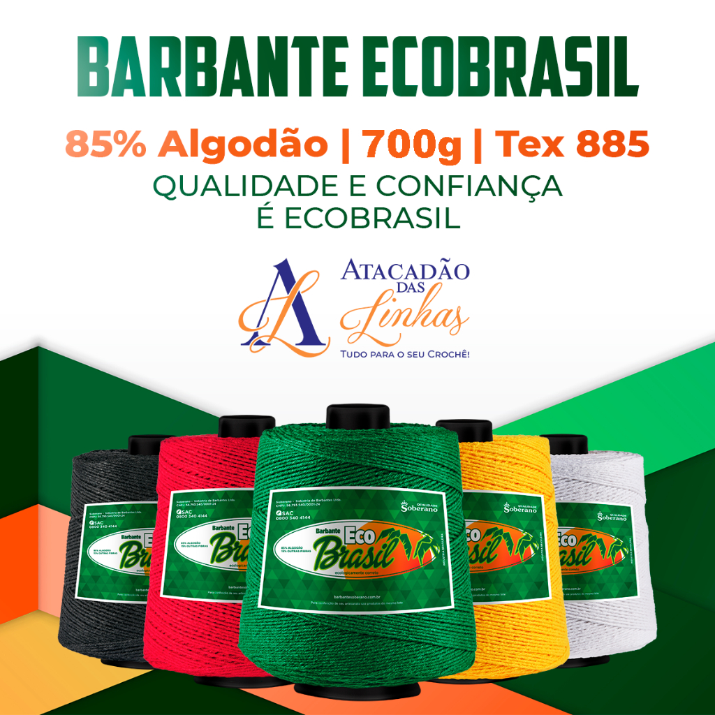 Barbante Eco Brasil 6 Fios 700g - Crochê Artesanato Tricô Macramê Amigurumi Não Desbota - OFERTA VÁLIDA ATÉ DOMINGO em Oferta na Shopee