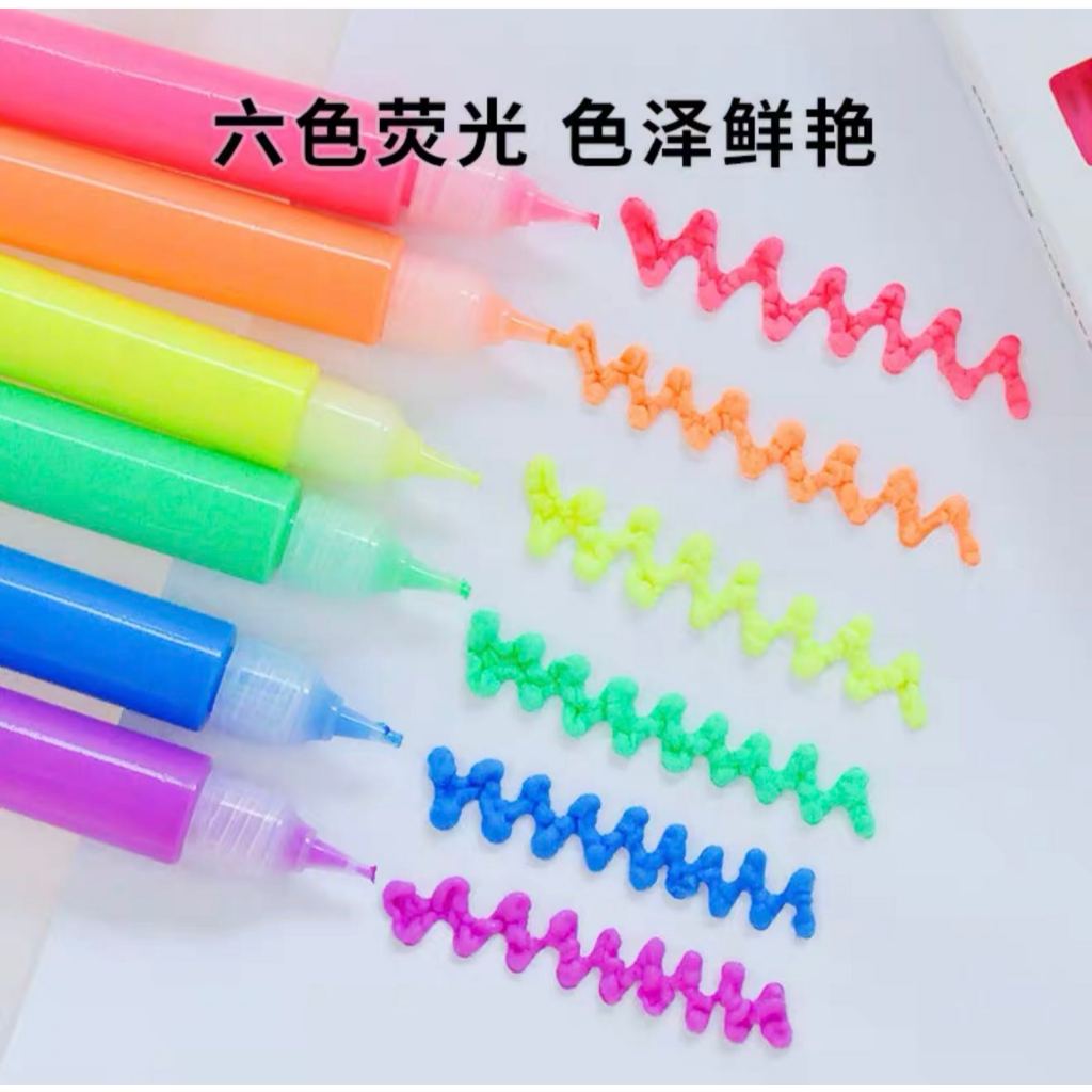 Caneta Pipoca 3D Puffy Paint | Tinta em Relevo 6 Cores Neon | Arte Infantil DIY Colorida