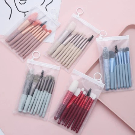 12 pacote Kit 8 Peças Conjunto De Pincéis De Maquiagem Com Estojo Transparente Para Viagem PDR