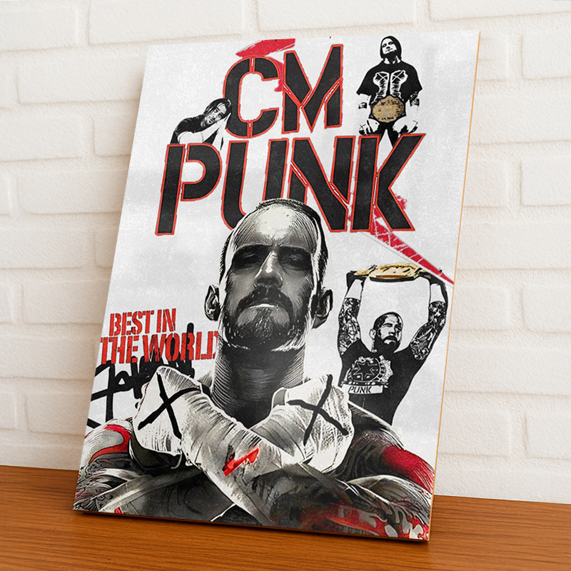 Placas Decorativas Quadros Cm Punk, WWE, The Best In The World. AEW, Wrestling - 20X28 MDF