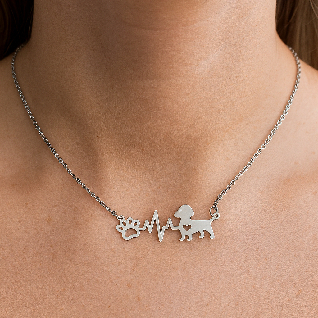 Colar Pet Coração com Pingente de Cachorro e Patinha – Aço Inoxidável Hipoalergênico – Amor pelos Animais em Oferta na Shopee