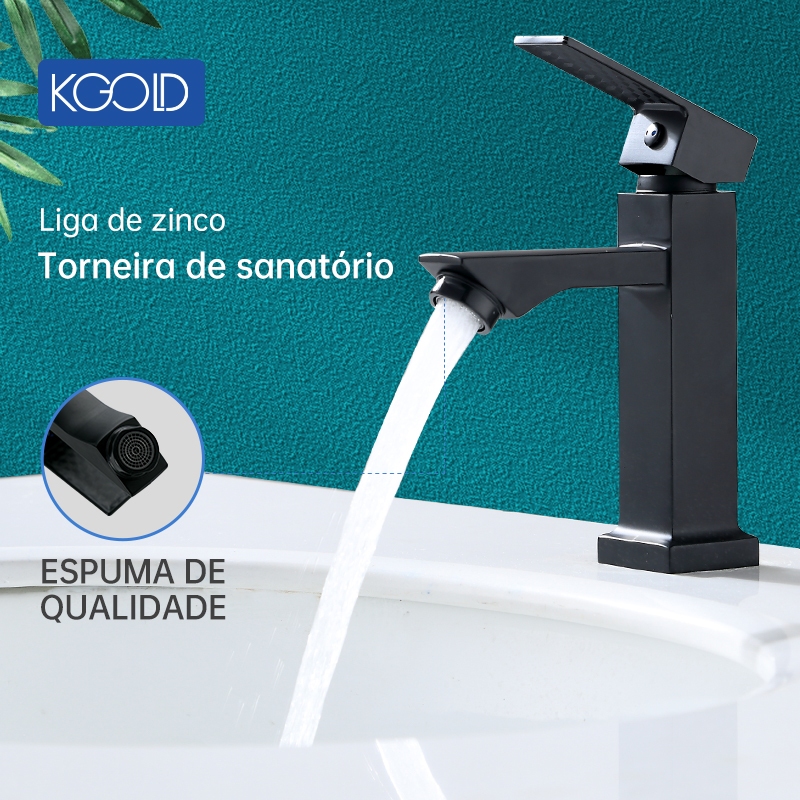 Torneira gourmet para lavatório de banheiro, luxuosa, preta/prateada, moderna, aço inoxidável, pia de alavanca única 1/2 em Oferta na Shopee