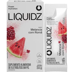 LIQUIDZ® - Eletrólitos Zero Açúcares - Sabor Melancia com Romã - 1 Caixa - 6 sachês