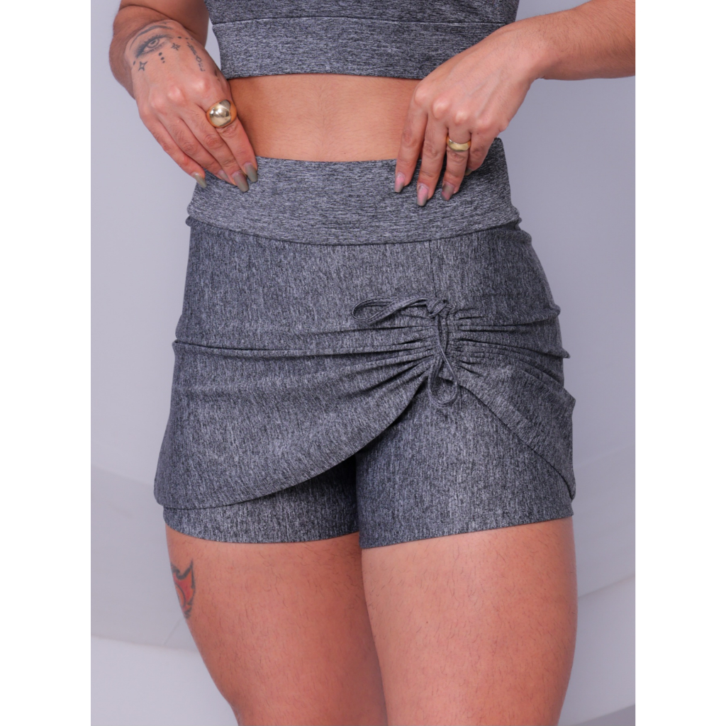 Short Saia De Puxar Liso Academia Fitness Treino Yoga Corrida Pilates Crossfit Feminino