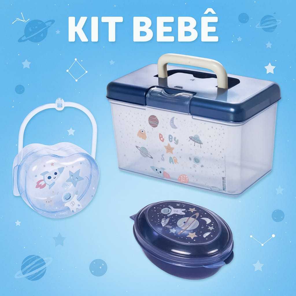 Kit 3 Peças Caixa Organizadora De Remédios + Saboneteira Com Tampa + Porta Chupeta