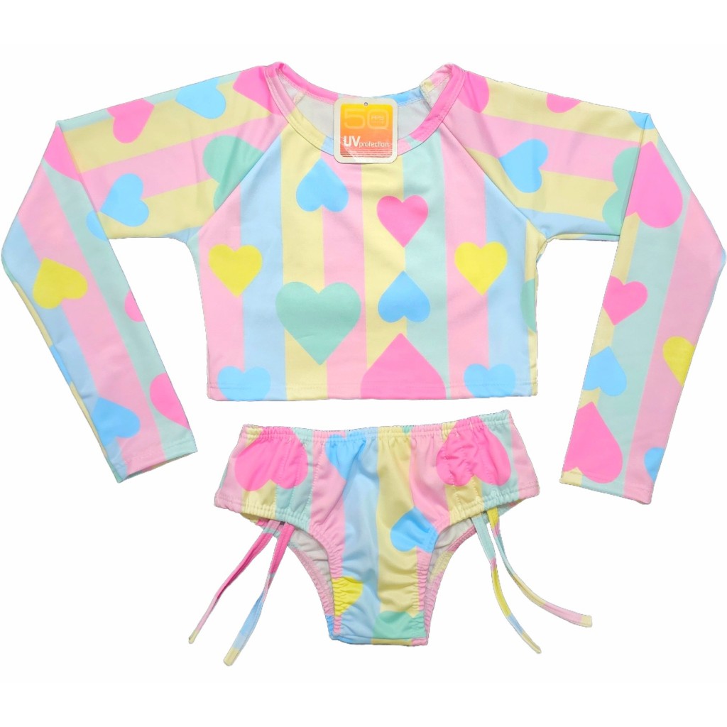 Croped Biquíni Infantil Feminino Praia Biquíni Manga Longa Roupas Infantis em Oferta na Shopee
