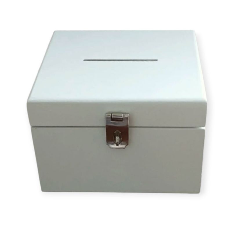 Caixinha cofre branco mdf 6mm 13x13x10