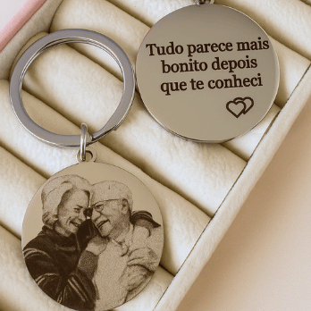 Chaveiro Redondo Personalizado com Foto Gravação Realista